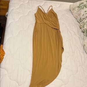 Elegant Tan Wrap Dress